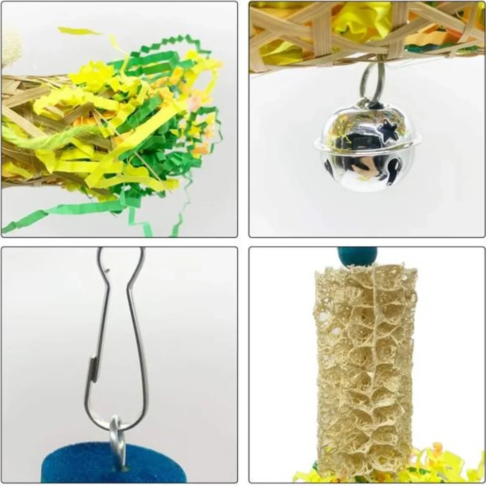 Bird Parrots Shredding Toys Parakeet Chewing Toys Bird Loofah Toys Parrot Cage
